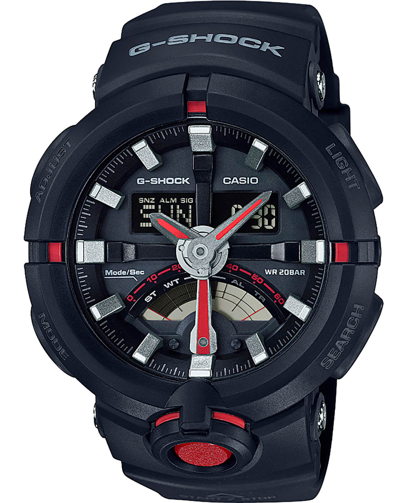 Casio Casio G-Shock GA-500-1A4 GA GA-500-1A4 электронные мужские часы черный циферблат, браслет полимер — вид спереди