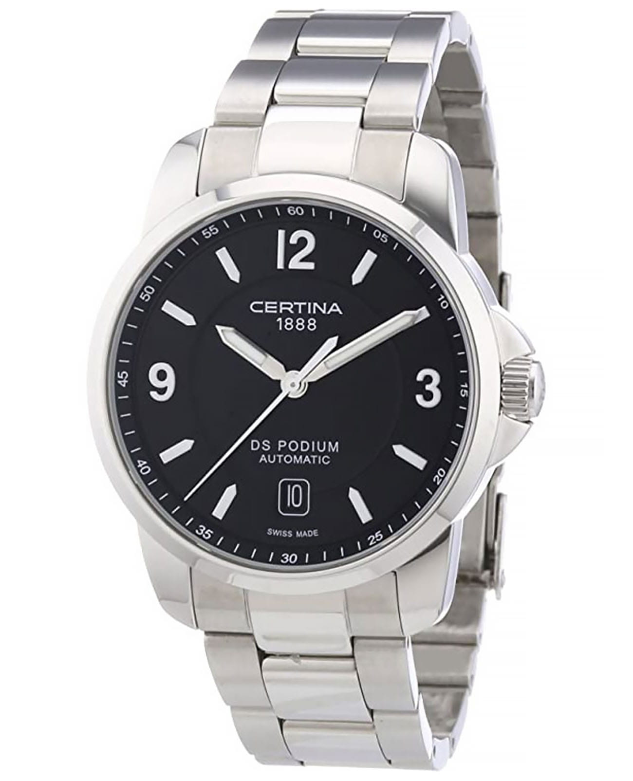 Certina Certina DS Podium C001.407.11.057.00  C0014071105700 кварцевые мужские часы черный циферблат, браслет нержавеющая сталь — вид спереди