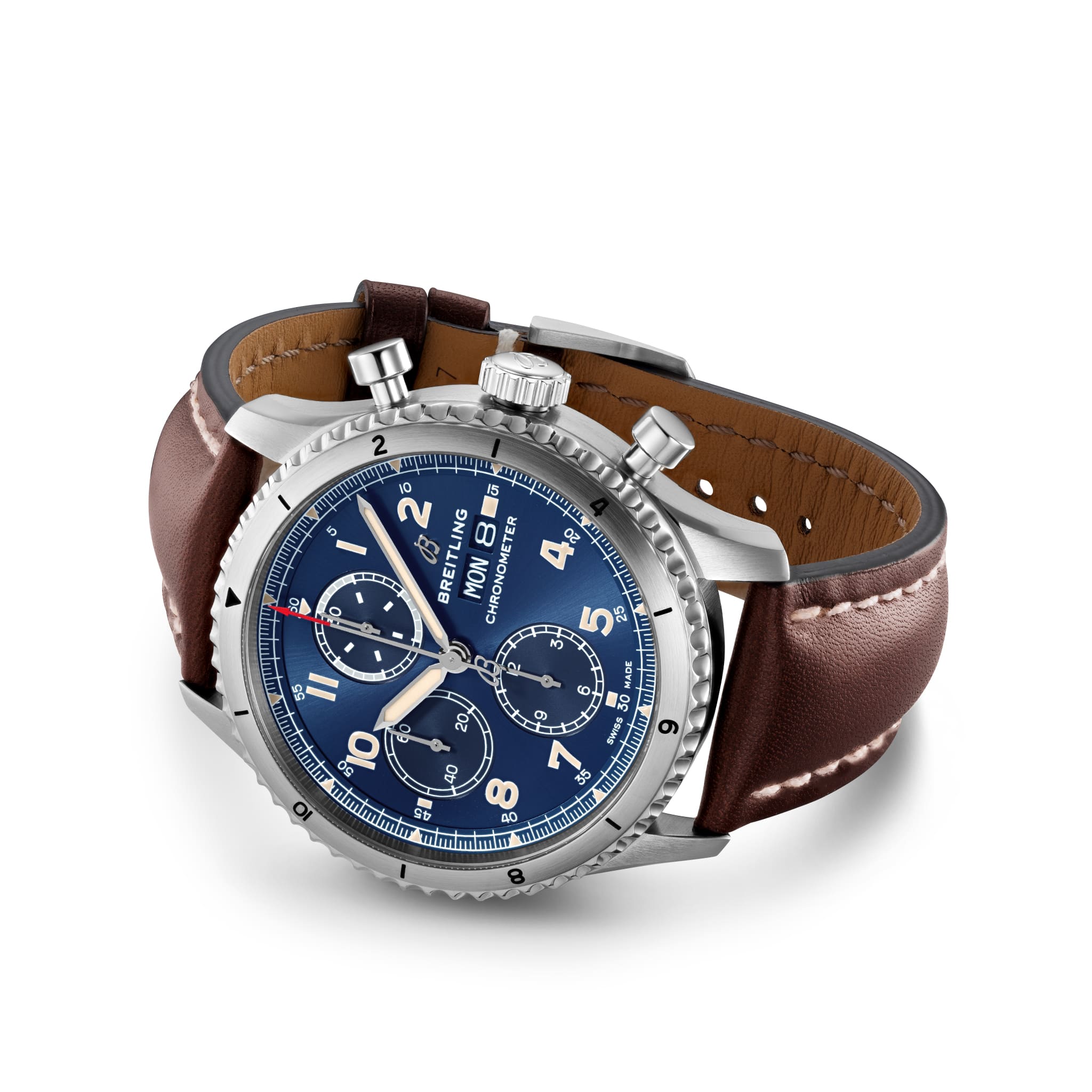 Breitling Breitling Aviator 8 Chronograph 43 A13316101C1X2, aviator 8 швейцария мужские часы на браслете кожаный боковой вид