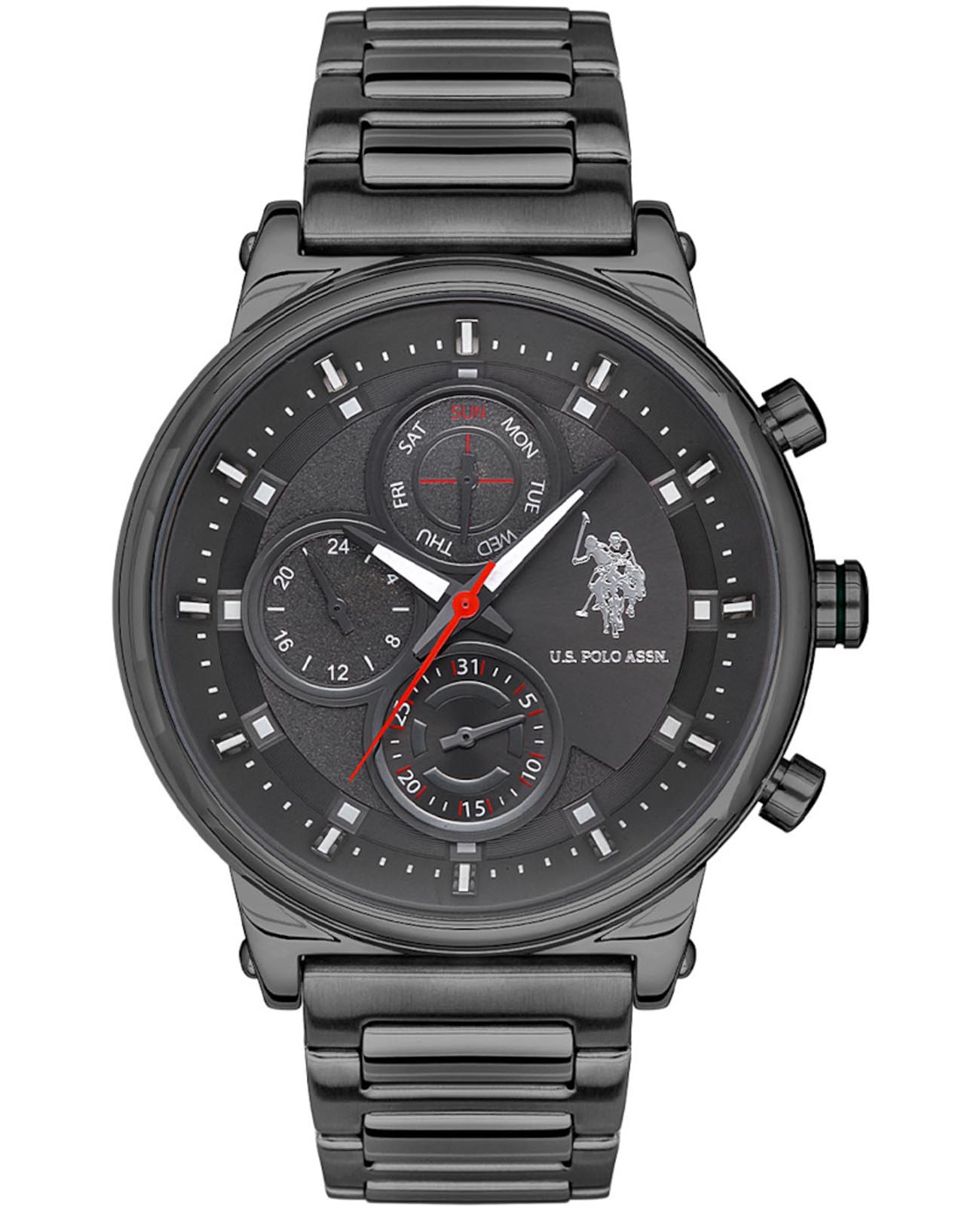 U.S. Polo Assn. U.S. Polo Assn. Crossing USPA1008-11  USPA1008-11 кварцевые мужские часы серый циферблат, браслет сталь с ip покрытием — вид спереди