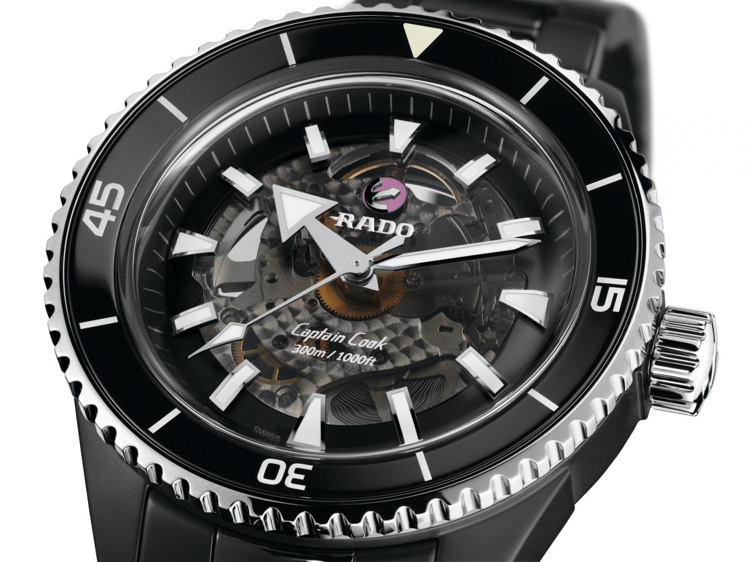 Rado Rado Captain Cook High-Tech Ceramic R32127152 Automatic - задняя крышка сталь керамика корпуса, швейцария часы