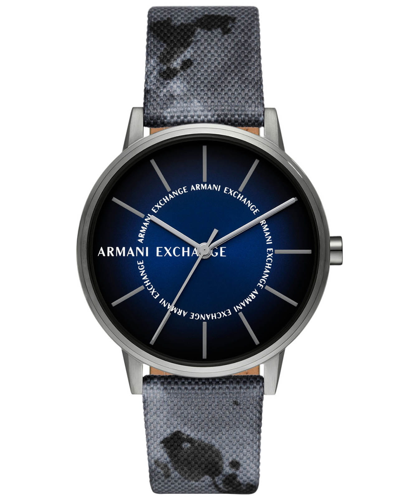 Armani Exchange Armani Exchange Cayde AX2752  AX2752 кварцевые мужские часы синий циферблат, браслет кожа + текстиль — вид спереди