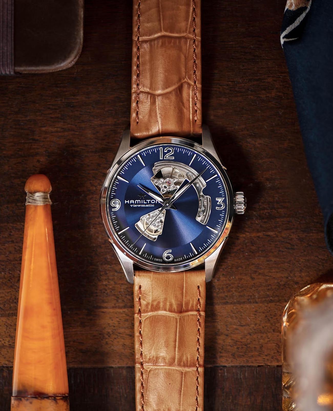 Hamilton Hamilton Jazzmaster Open Heart Auto H32705541 женские часы синий циферблат на запястье