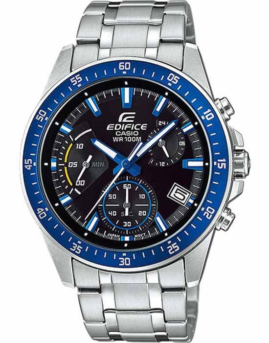 Casio Casio Edifice EFV-540D-1A2VUDF (EFV-540D-1A2) EFV EFV-540D-1A2 кварцевые мужские часы черный циферблат, браслет нержавеющая сталь — вид спереди