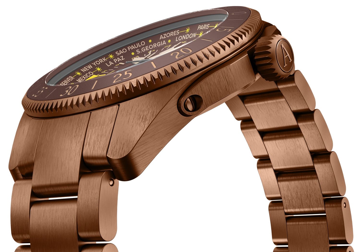 Aviator Aviator Airacobra V.1.37.8.306.5, airacobra швейцария мужские часы на браслете нержавеющая сталь с pvd-покрытием боковой вид