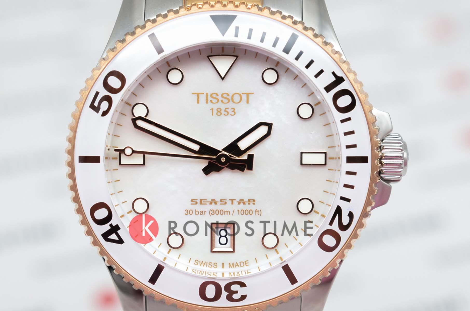 Tissot Tissot Seastar 1000 36mm T120.210.22.111.00, t-sport швейцария женские часы на браслете нержавеющая сталь с pvd-покрытием боковой вид