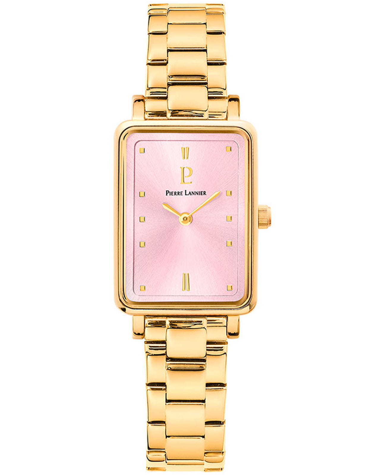 Pierre Lannier Pierre Lannier Ariane 052J552  052J552 кварцевые женские часы розовый циферблат, браслет нержавеющая сталь с ip-покрытием — вид спереди