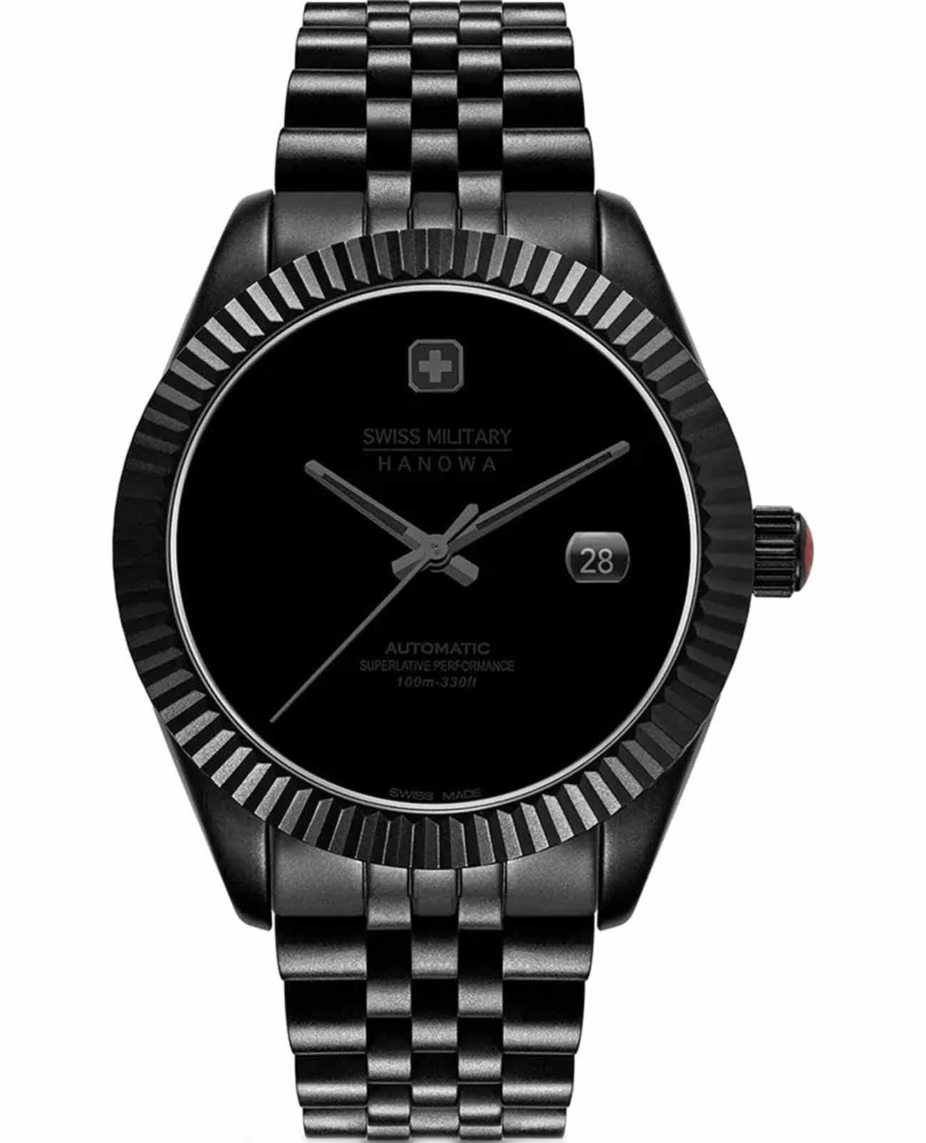 Swiss Military Hanowa Swiss Military Hanowa Dark Night SMWGL0005530  SMWGL0005530 механические мужские часы черный циферблат, браслет нержавеющая сталь с ip-покрытием — вид спереди
