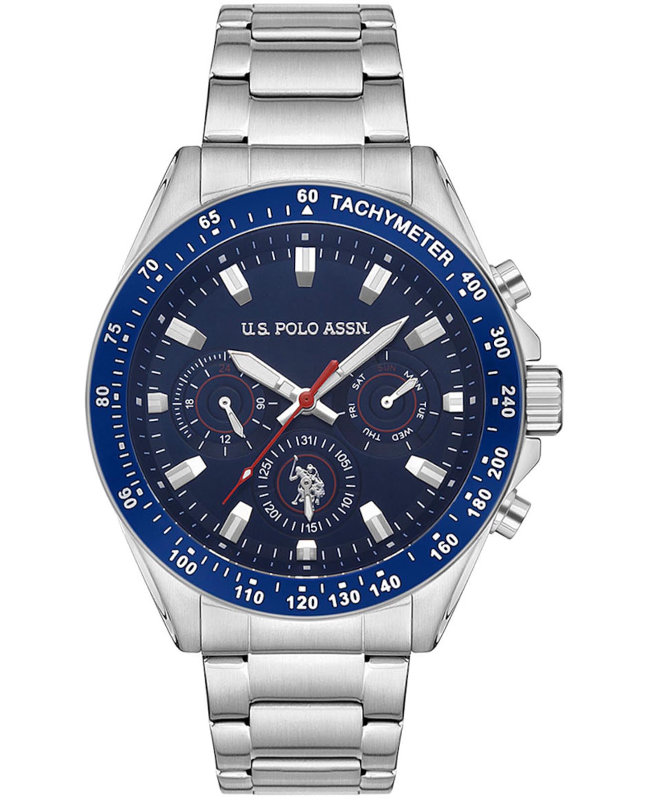 U.S. Polo Assn. U.S. Polo Assn. Crossing USPA1040-01  USPA1040-01 кварцевые мужские часы синий циферблат, браслет нержавеющая сталь 316l — вид спереди
