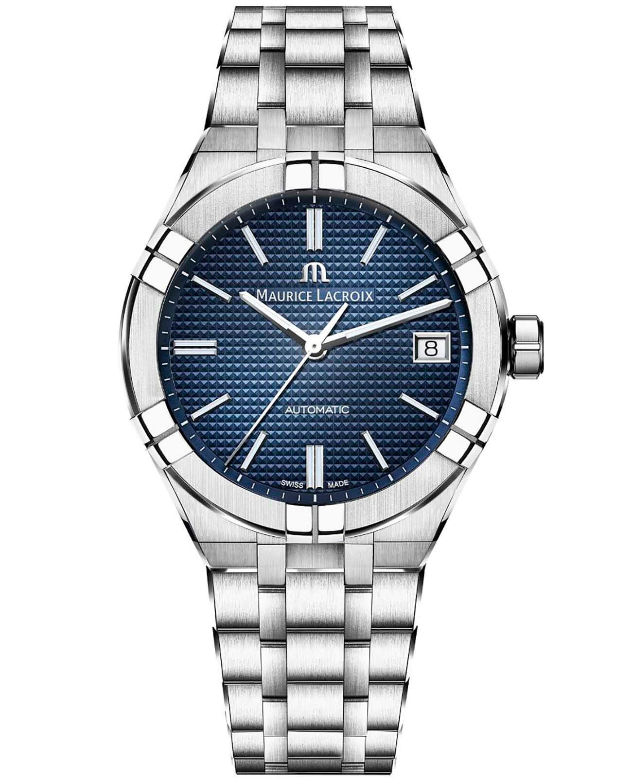 Maurice Lacroix Maurice Lacroix Aikon Automatic AI6007-SS002-430-1  AI6007-SS002-430-1 механические мужские часы синий циферблат, браслет нержавеющая сталь — вид спереди