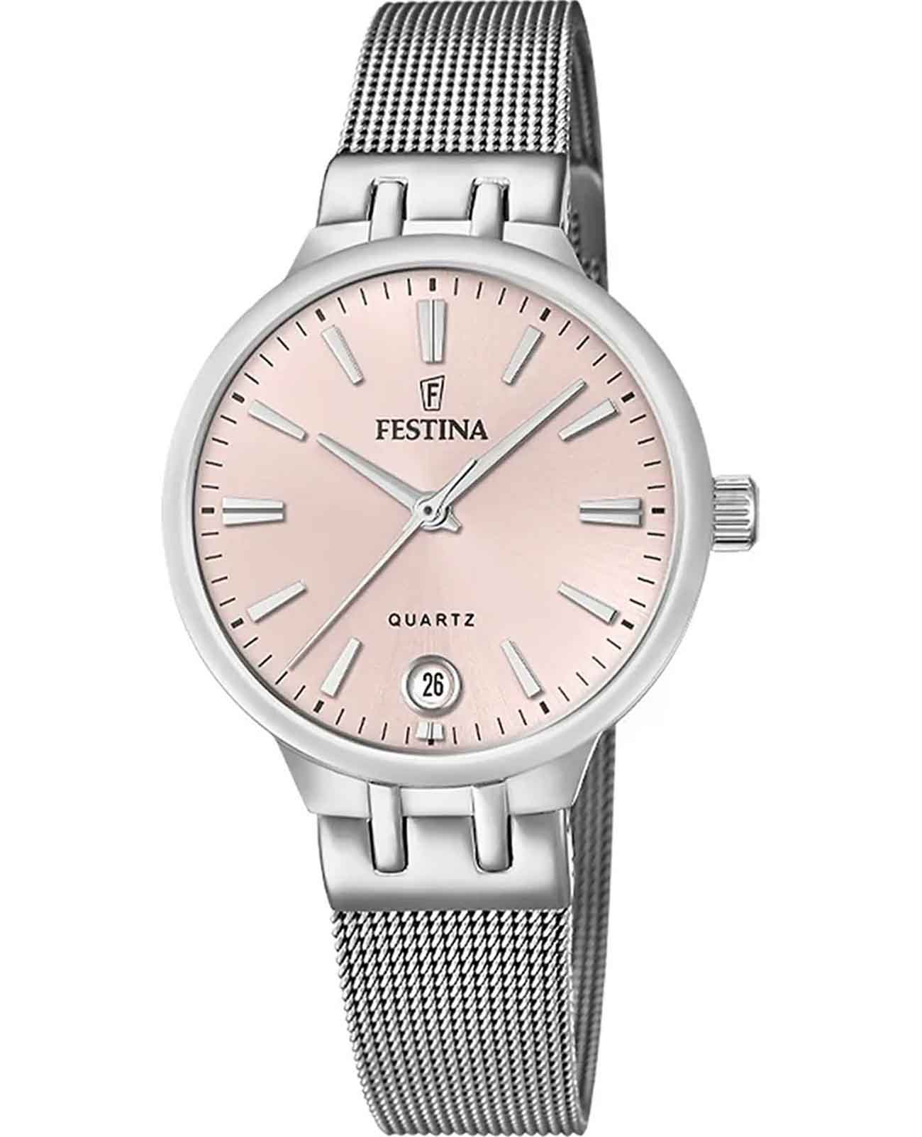 Festina Festina Mademoiselle F20712/3  F20712/3 кварцевые женские часы розовый циферблат, браслет нержавеющая сталь 316l — вид спереди