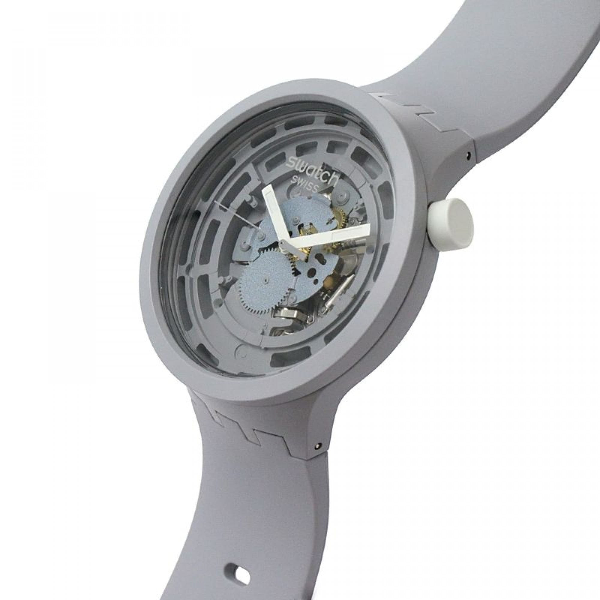 Swatch Swatch Big Bold Bioceramic Lacquered SB03M100 кварцевые мужские часы часы крупный план серый циферблата