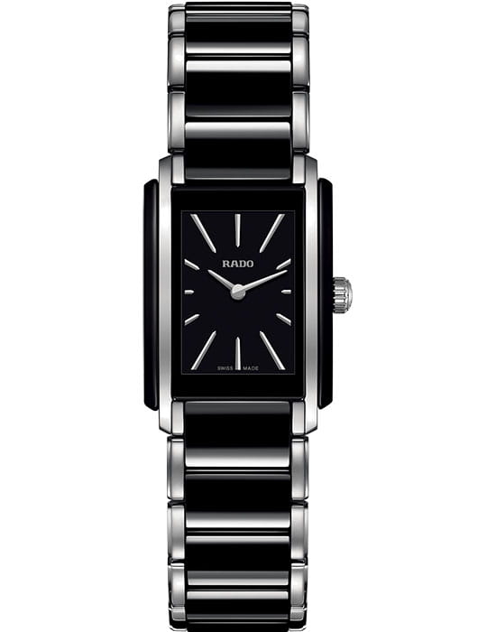 Rado Rado Integral R20613162  R20613162 кварцевые женские часы черный циферблат, браслет сталь + керамические вставки — вид спереди
