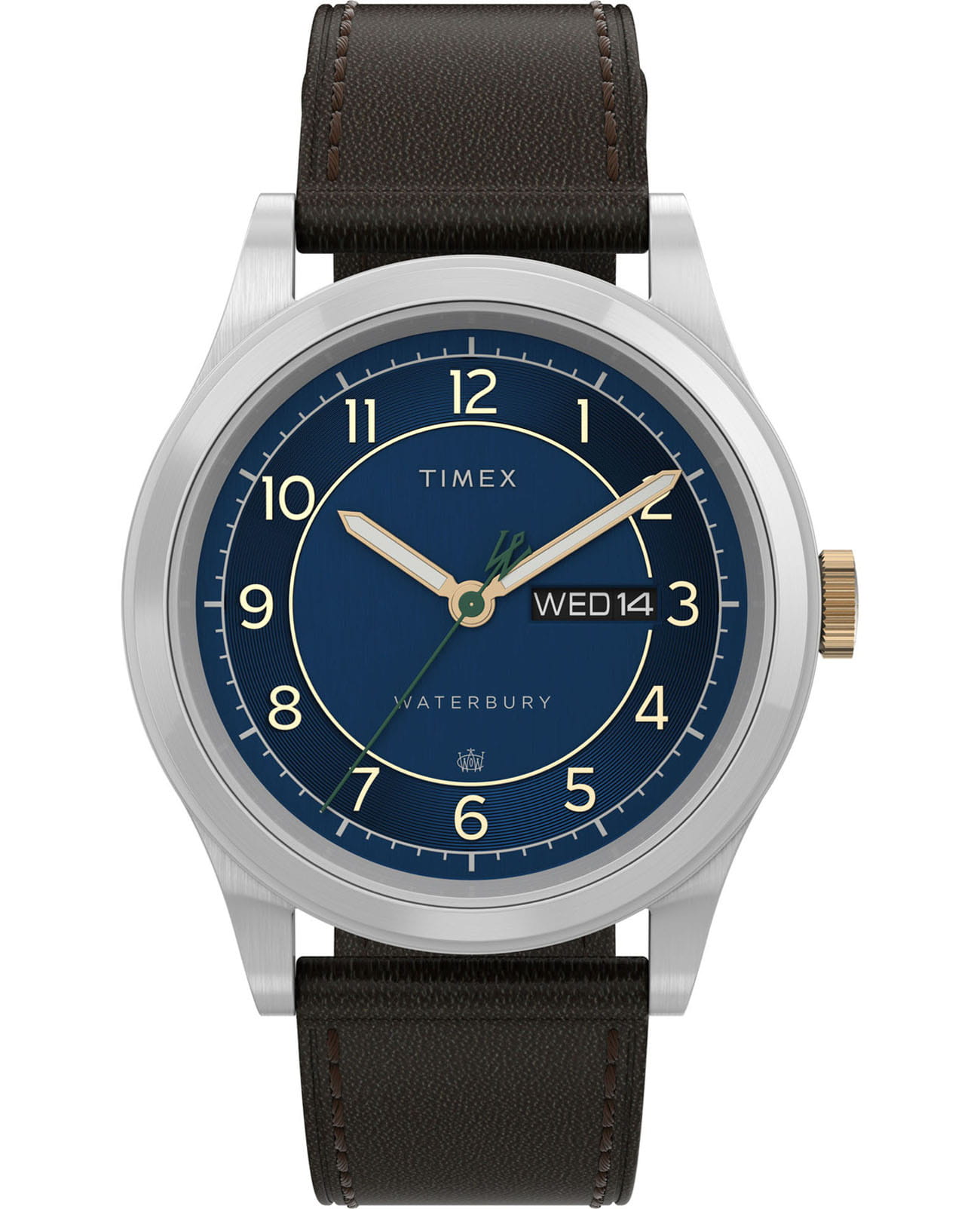 Timex Timex Waterbury Traditional TW2V28500  TW2V28500 кварцевые мужские часы синий циферблат, браслет кожаный — вид спереди