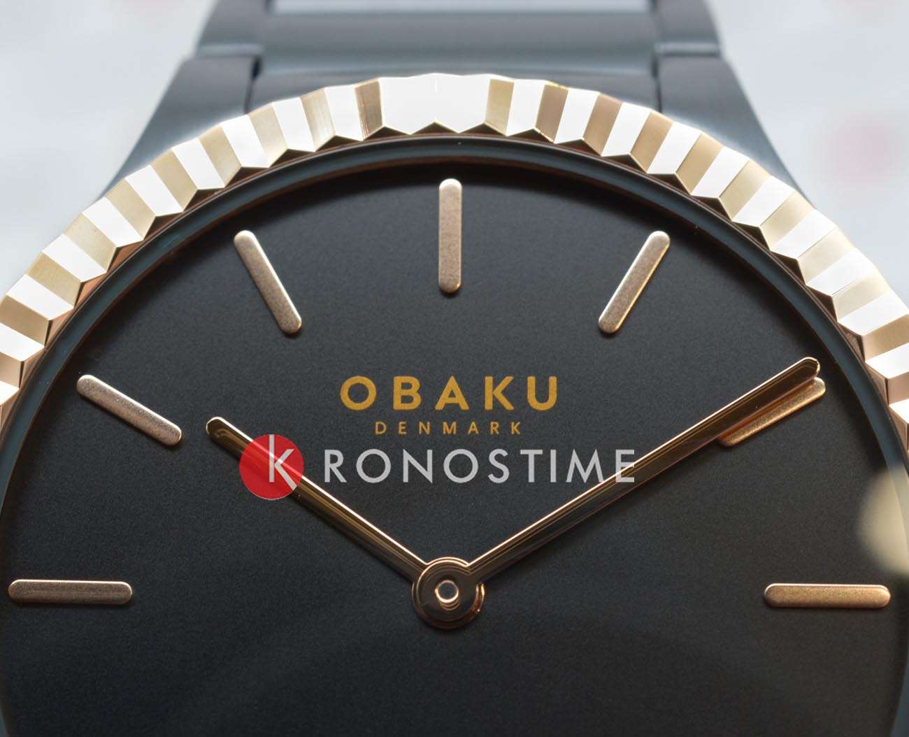 Obaku Obaku Linje Jude V292GXMBSB,  дания мужские часы на браслете нержавеющая сталь с ip-покрытием боковой вид