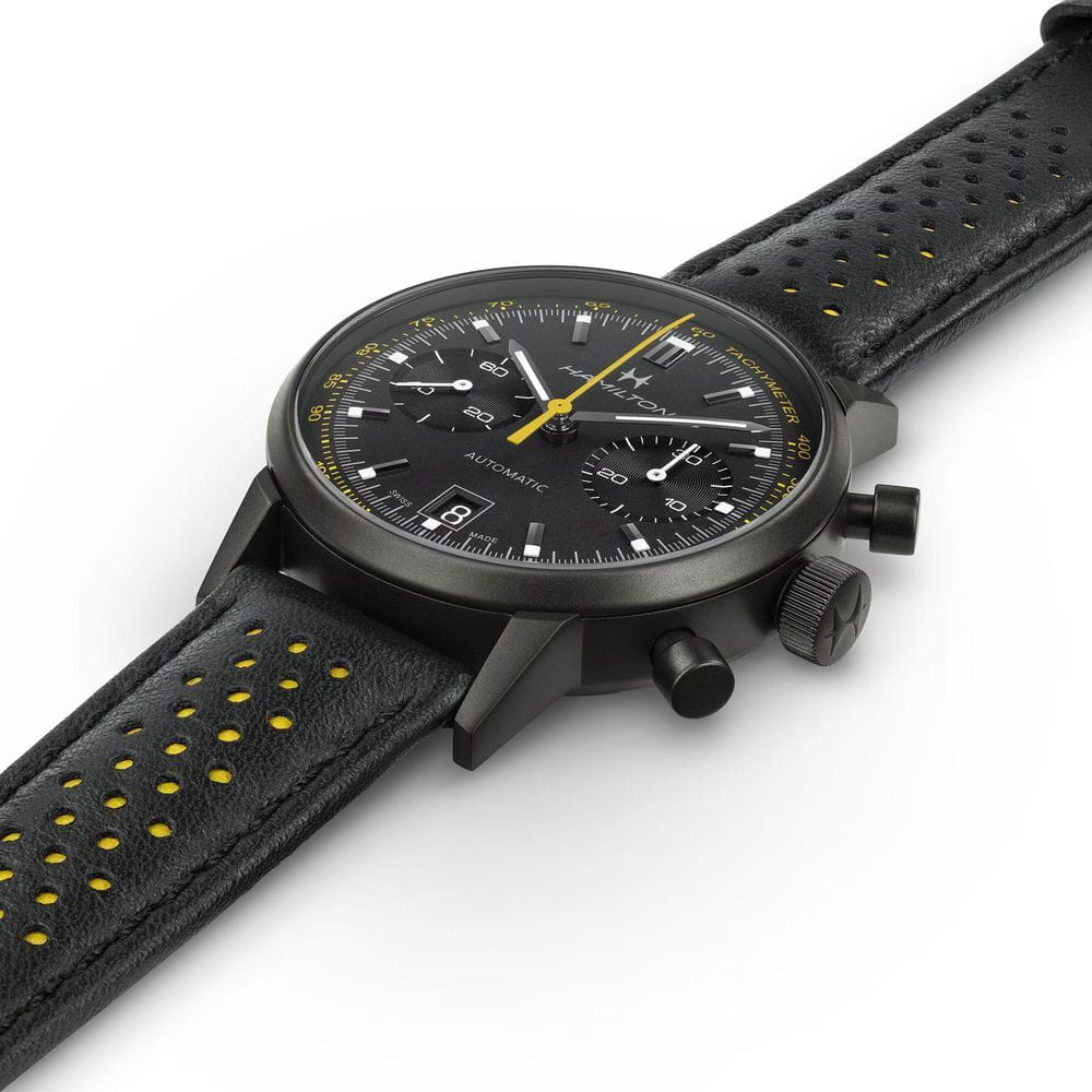 Hamilton Hamilton American Classic Intra-matic Autochrono Full Black H38446731 , наручные мужские часы фото под углом
