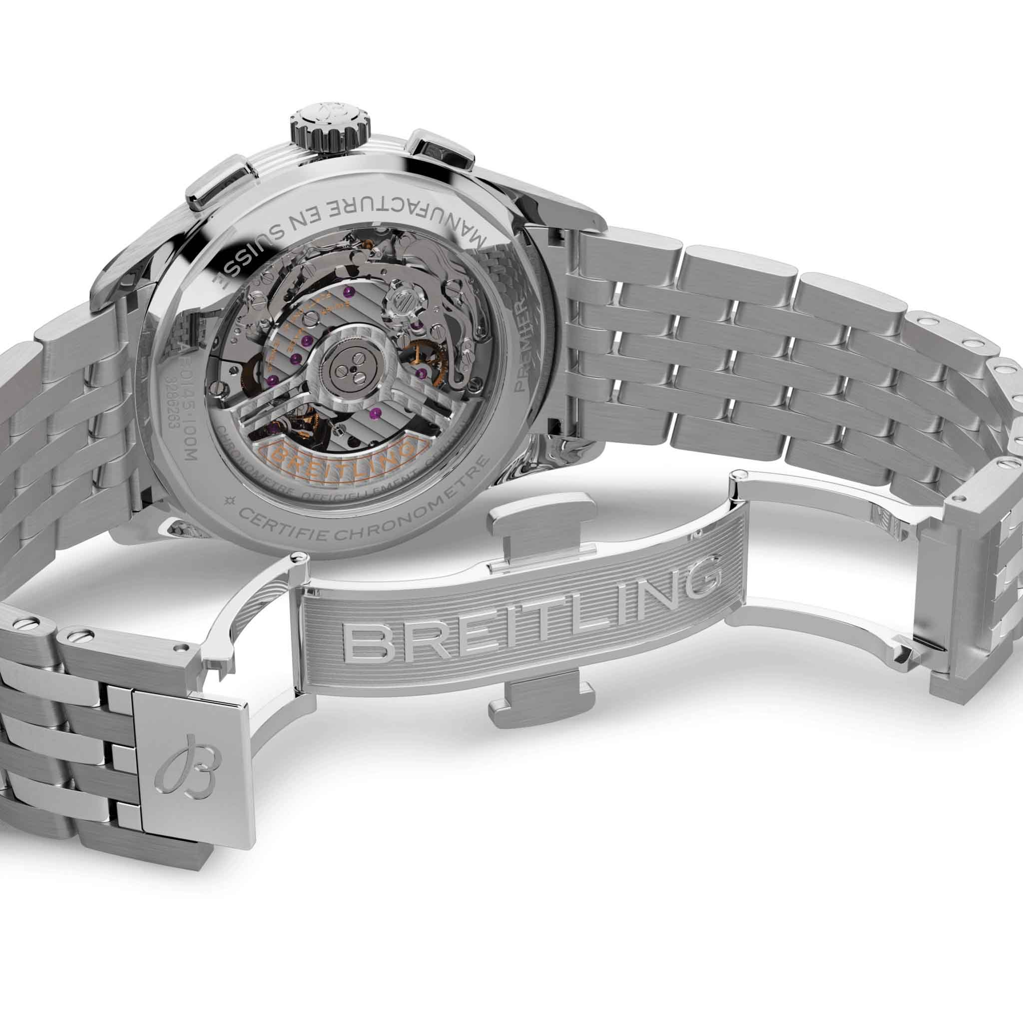 Breitling Breitling Premier B01 Chronograph 42 AB0145211G1A1, premier швейцария мужские часы на браслете нержавеющая сталь боковой вид