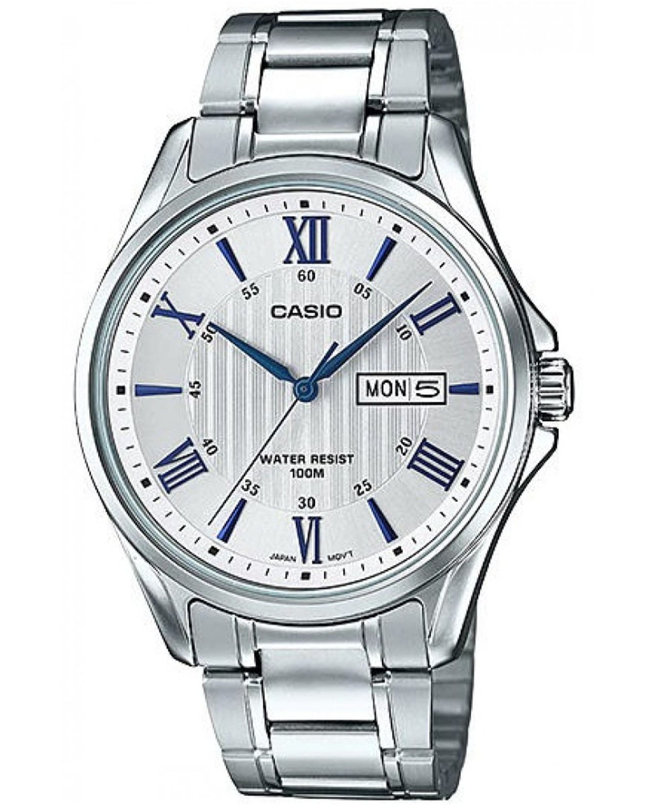 Casio Casio Collection MTP-1384D-7A2VDF (MTP-1384D-7A2)  MTP-1384D-7A2 кварцевые мужские часы серебристый циферблат, браслет нержавеющая сталь — вид спереди