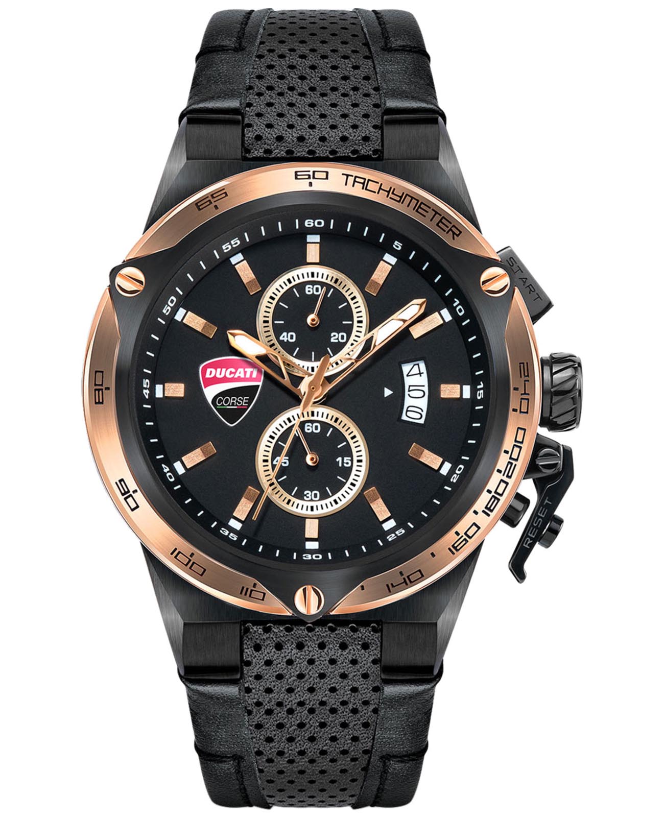Ducati Corse Giro Uno DTWGC2019103  DTWGC2019103 кварцевые мужские часы черный циферблат, браслет кожаный — вид спереди