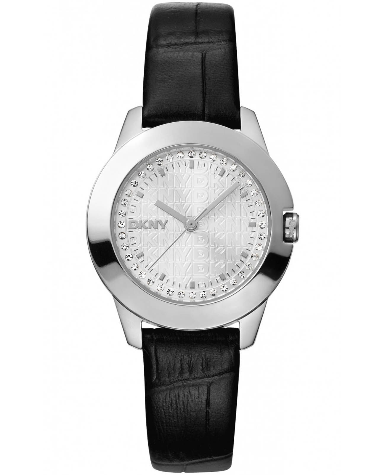 DKNY DKNY Park Ave Logo DK1L021L0015  DK1L021L0015 кварцевые женские часы серебристый циферблат, браслет кожаный — вид спереди