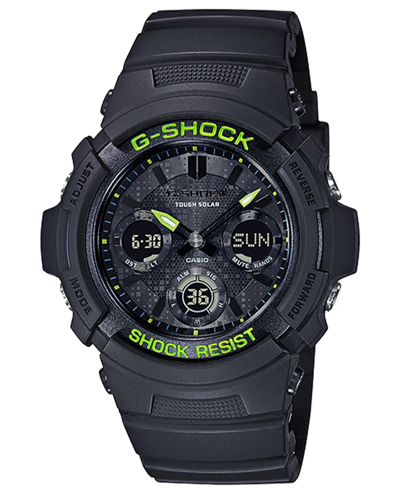 Casio Casio G-Shock AWR-M100SDC-1ADR  AWR-M100SDC-1ADR электронные мужские часы черный циферблат, браслет пластик — вид спереди