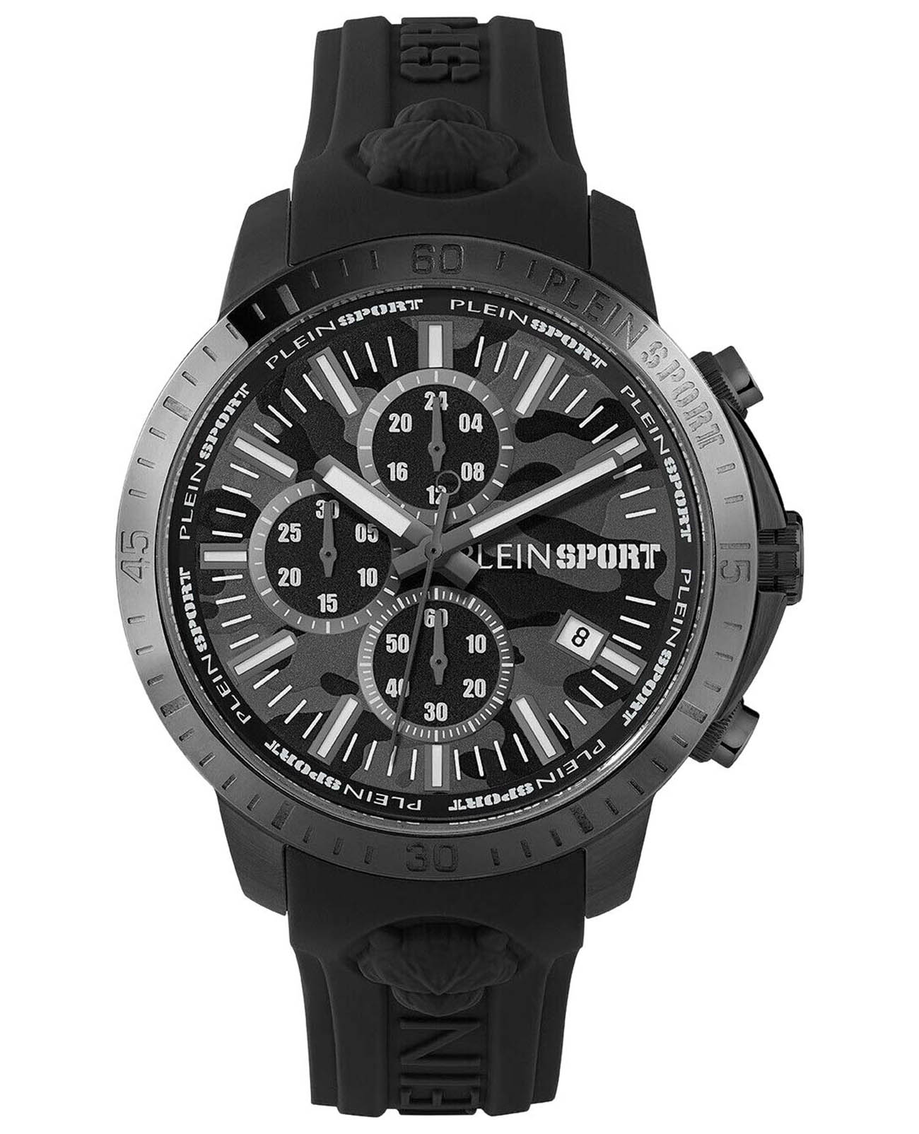 Plein Sport Plein Sport PSCBA0223  PSCBA0223 кварцевые мужские часы черный циферблат, браслет силикон — вид спереди