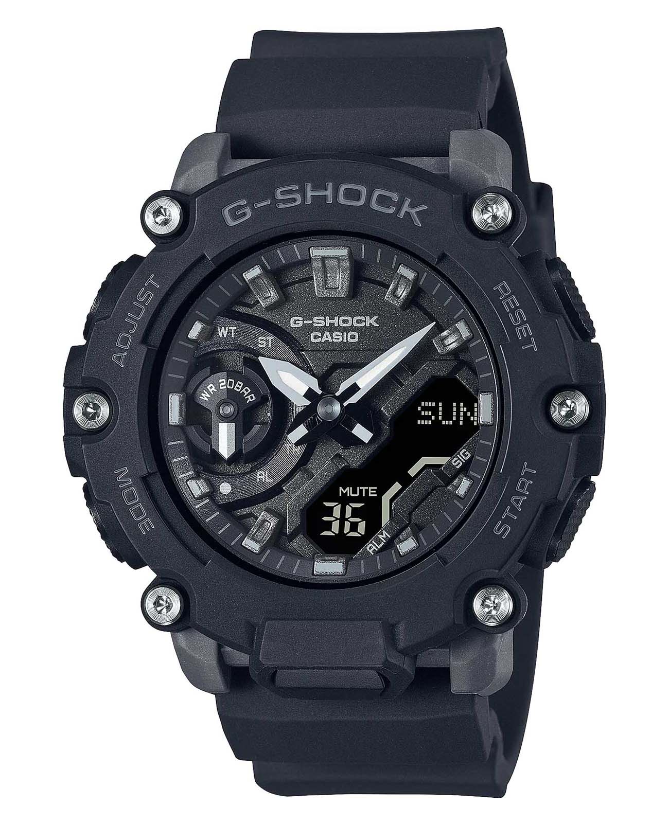Casio Casio G-Shock GMA-S2200-1A  GMA-S2200-1A электронные женские часы черный циферблат, браслет пластик — вид спереди