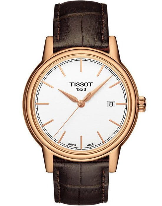 Tissot Tissot Carson T085.410.36.011.00 Carson T0854103601100 кварцевые мужские часы белый циферблат, браслет кожаный — вид спереди