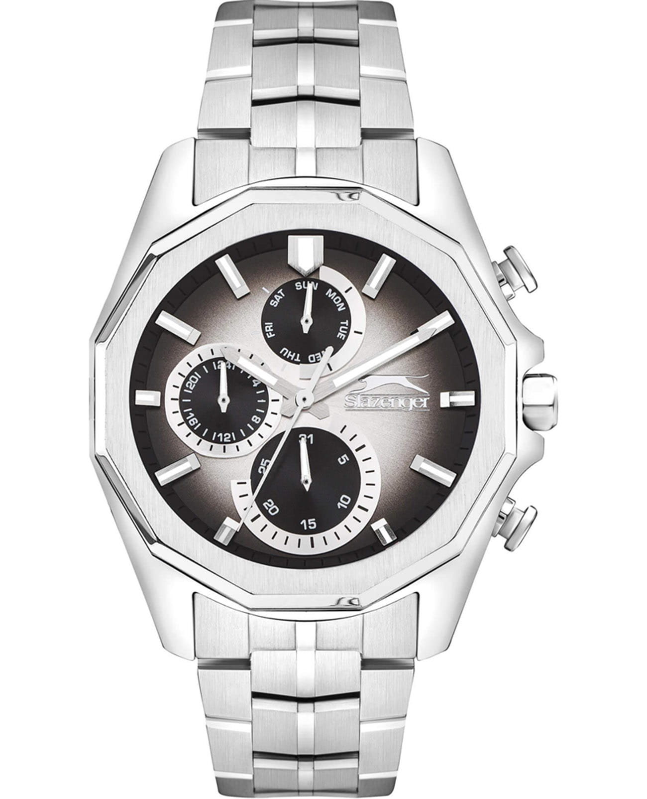 Slazenger Slazenger SL.09.2312.2.01  SL.09.2312.2.01 кварцевые мужские часы черный циферблат, браслет суперметалл — вид спереди