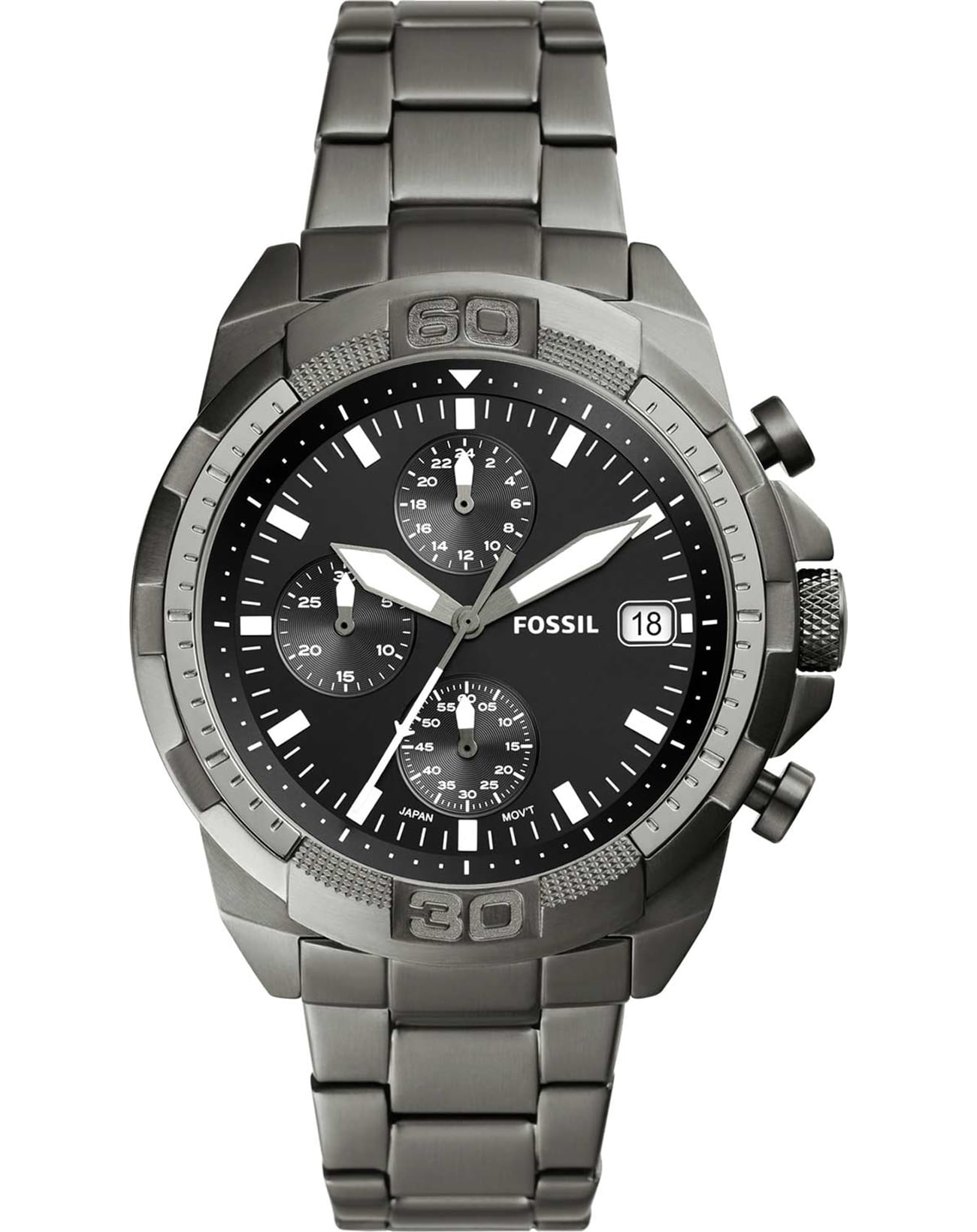 Fossil Fossil Georgia  FS5852  FS5852 кварцевые мужские часы черный циферблат, браслет сталь с ip покрытием — вид спереди