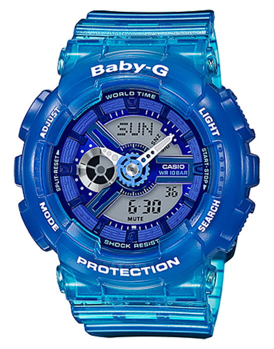 Casio Casio Baby-G BA-110JM-2A  BA-110JM-2ADR кварцевые женские часы синий циферблат, браслет пластик — вид спереди