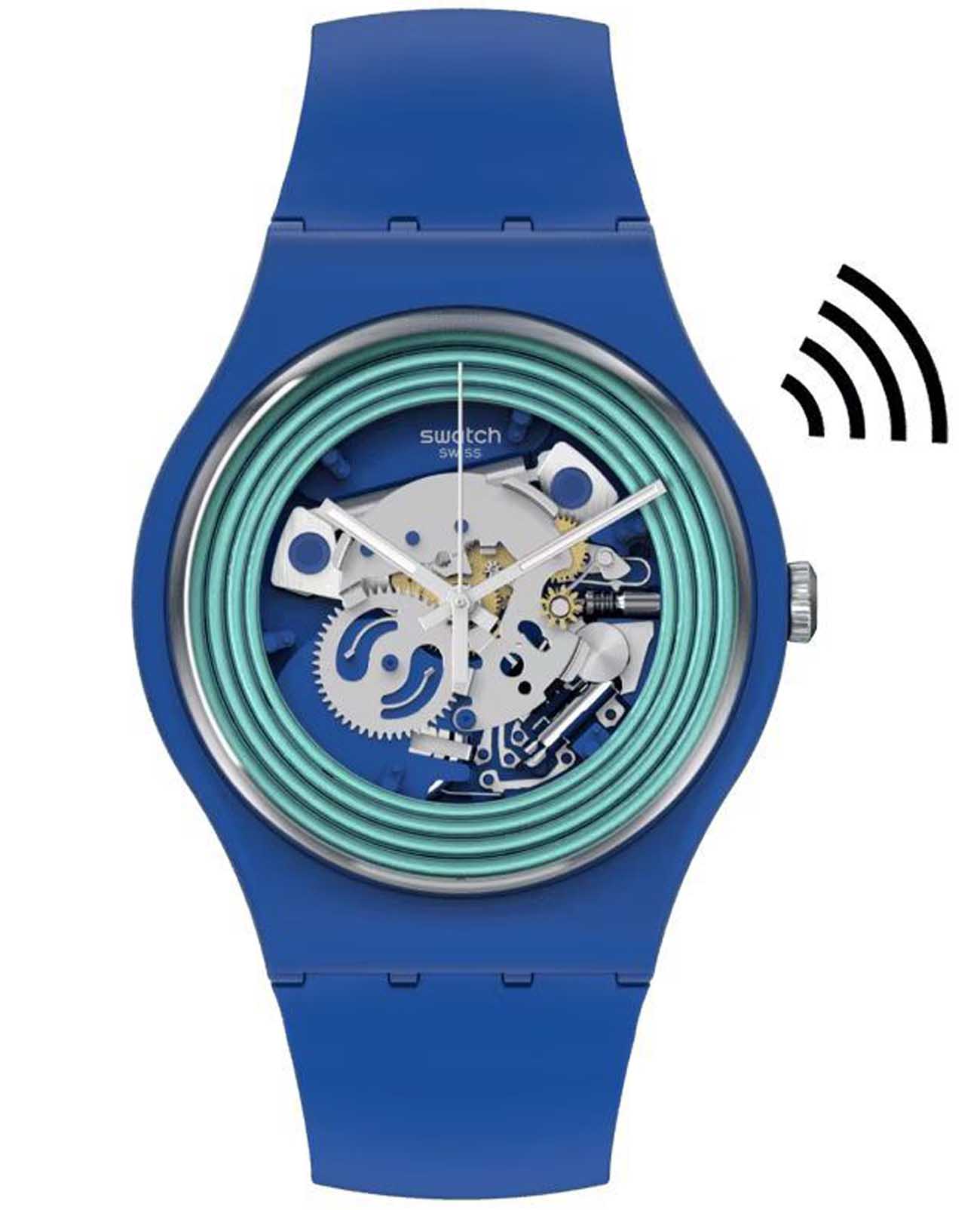 Swatch Swatch New Gent Biosourced Swatch Pay! SO29N103-5300  SO29N103-5300 кварцевые мужские часы прозрачный циферблат, браслет силикон — вид спереди