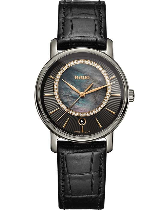 Rado Rado Diamaster Diamonds R14064955  R14064955 кварцевые женские часы перламутровый циферблат, браслет кожаный — вид спереди