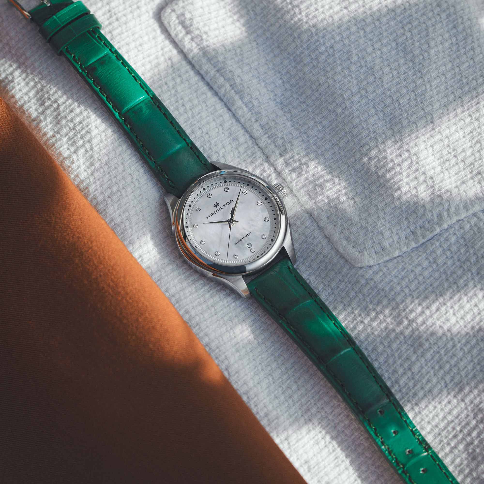 Hamilton Hamilton Jazzmaster Lady Auto H32275890 женские часы перламутровый циферблат на запястье