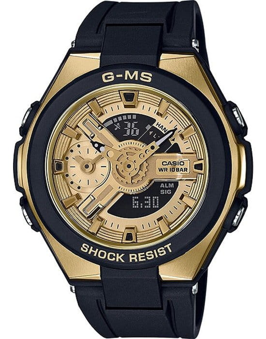 Casio Casio Baby-G MSG-400G-1A2  MSG-400G-1A2 кварцевые женские часы золотой циферблат, браслет силикон — вид спереди