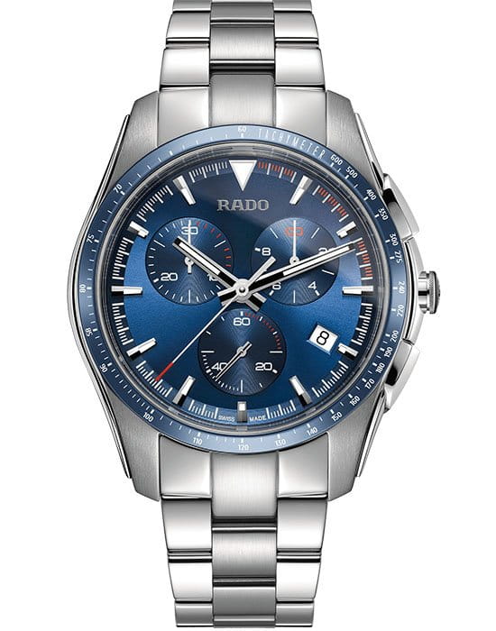 Rado Rado Hyperchrome Chronograph R32259203  R32259203 кварцевые мужские часы синий циферблат, браслет нержавеющая сталь — вид спереди