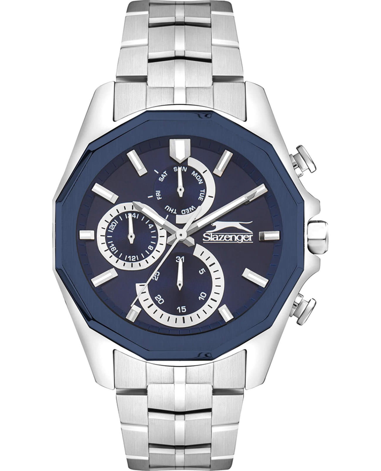 Slazenger Slazenger SL.09.2312.2.04  SL.09.2312.2.04 кварцевые мужские часы синий циферблат, браслет суперметалл — вид спереди