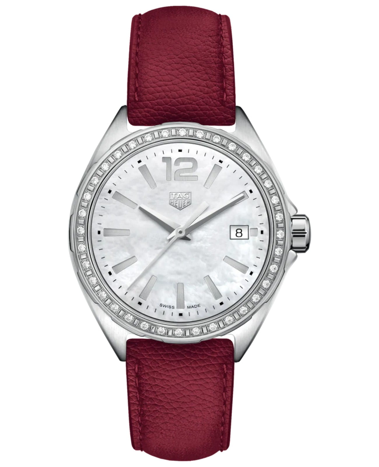 TAG Heuer TAG Heuer Formula 1 WBJ131A.FC8253  WBJ131A.FC8253 кварцевые женские часы красный циферблат, браслет кожаный — вид спереди