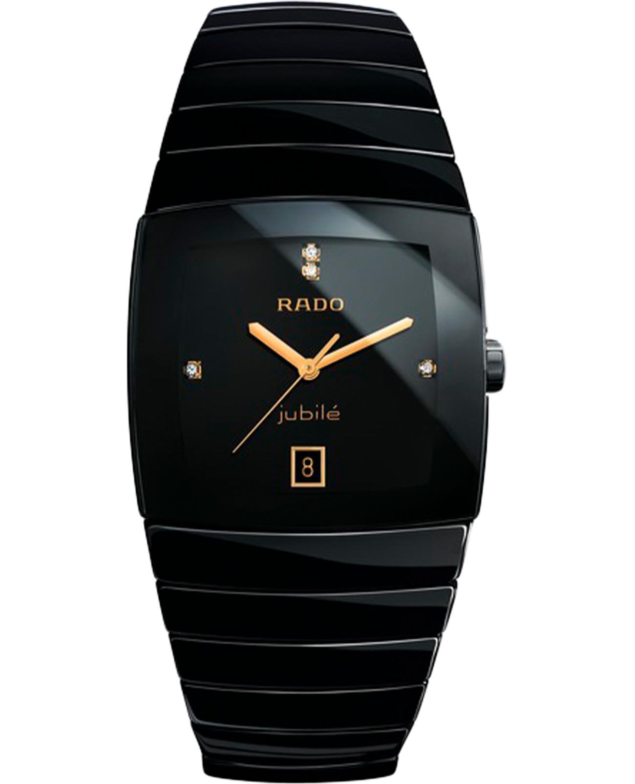 Rado Rado Sintra R13723712  R13723712 кварцевые мужские часы черный циферблат, браслет керамика — вид спереди