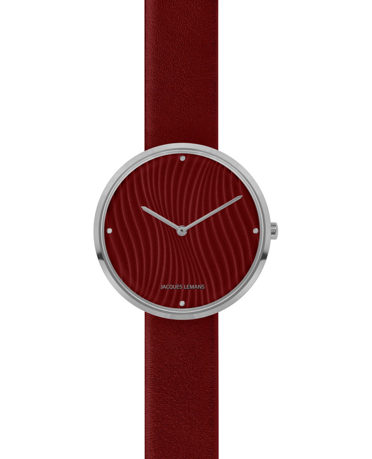 Jacques Lemans Jacques Lemans  Design Collection 1-2093F  1-2093F кварцевые женские часы красный циферблат, браслет кожаный — вид спереди