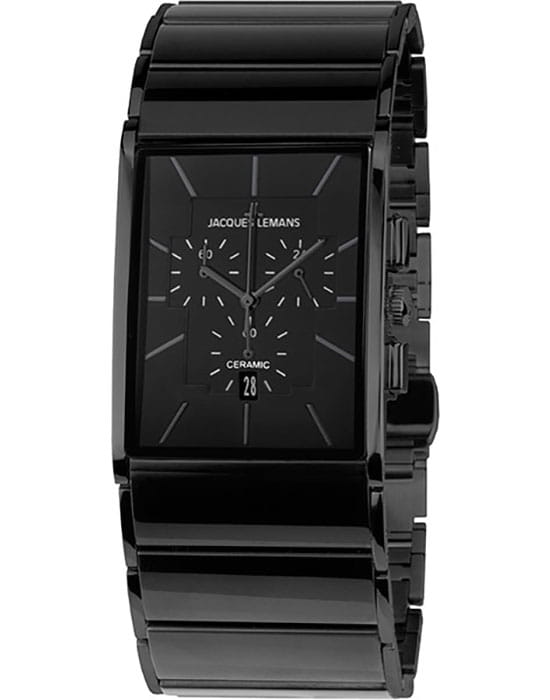 Jacques Lemans Jacques Lemans Dublin 1-1941C  1-1941C кварцевые мужские часы черный циферблат, браслет сталь + ip + керамика — вид спереди