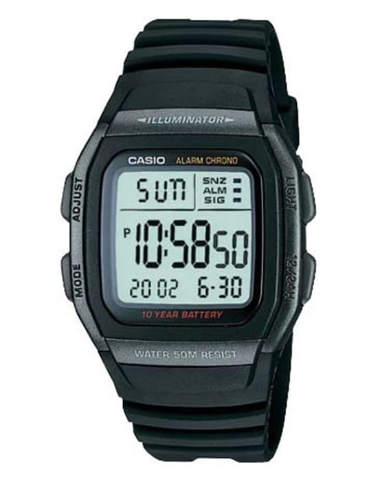 Casio Casio Collection W-96H-1BVDF (W-96H-1B)  W-96H-1B кварцевые мужские часы серый циферблат, браслет пластик — вид спереди