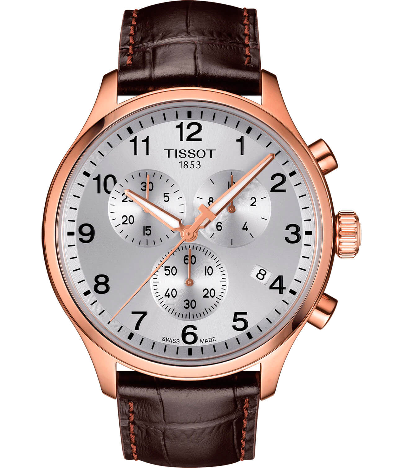 Tissot Tissot Chrono XL Classic T116.617.36.037.00 Chrono XL T1166173603700 кварцевые мужские часы серебристый циферблат, браслет кожаный — вид спереди