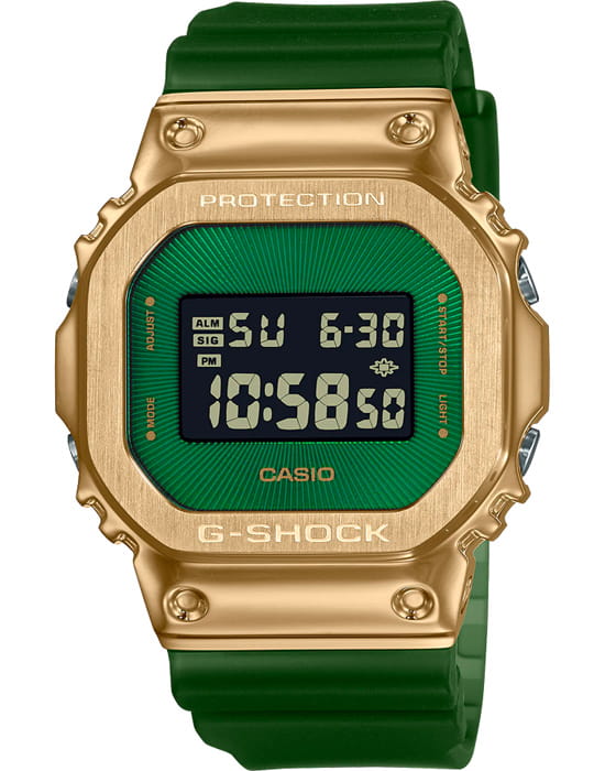 Casio Casio G-Shock GM-5600CL-3DR (GM-5600CL-3) GM GM-5600CL-3DR электронные мужские часы зеленый циферблат, браслет пластик — вид спереди