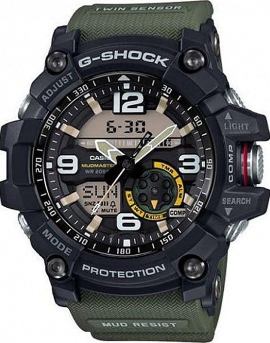 Casio Casio G-Shock GG-1000-1A3DR (GG-1000-1A3) Mudmaster GG-1000-1A3 электронные мужские часы черный циферблат, браслет тканевый — вид спереди