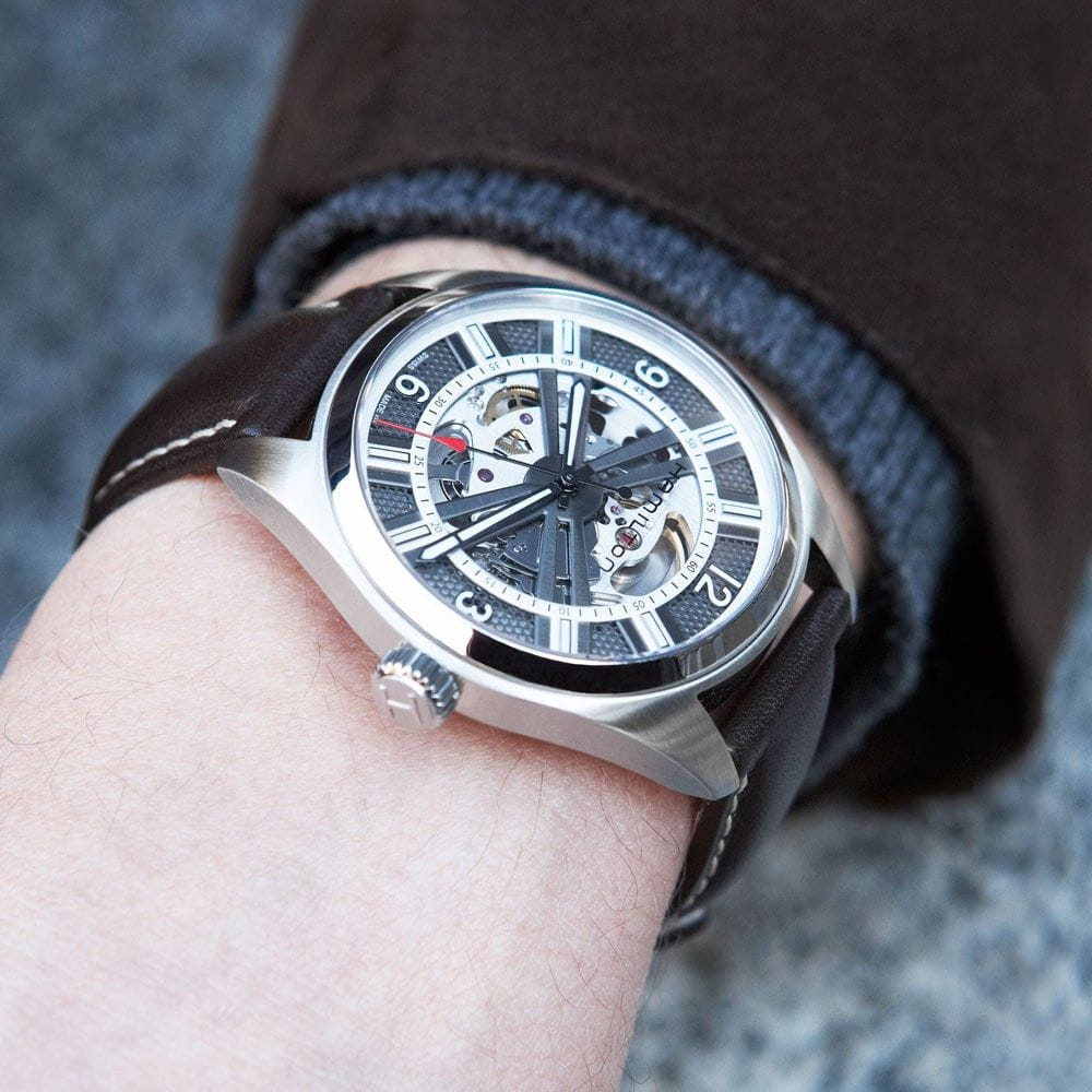 Оригинальные часы Hamilton Hamilton Khaki Field Skeleton Auto H72515585 механические калибр механизма h-20-s общий вид