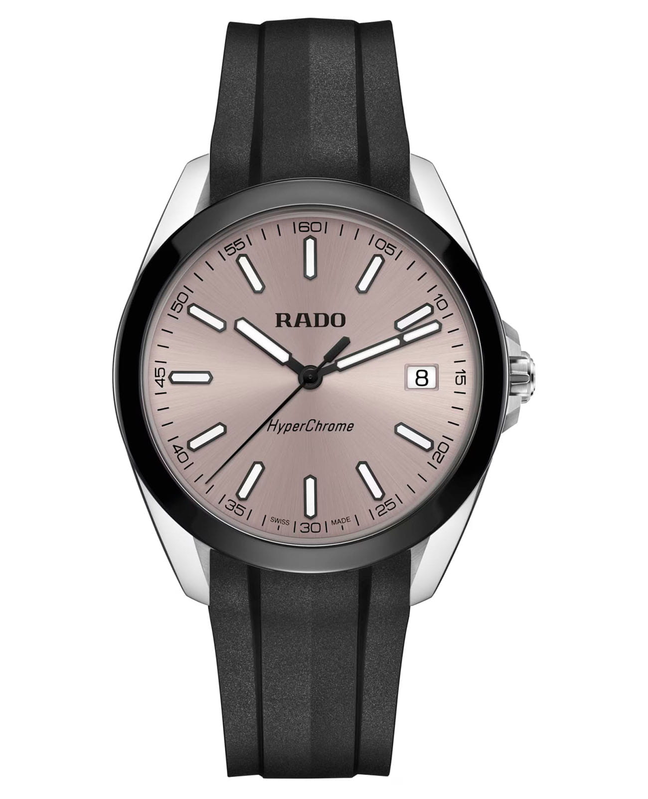 Rado Rado Hyperchrome R32280109  R32280109 кварцевые мужские часы бежевый циферблат, браслет каучук — вид спереди