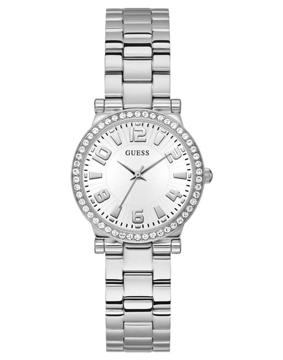 Guess Guess Dress GW0686L1  GW0686L1 кварцевые женские часы серебристый циферблат, браслет нержавеющая сталь — вид спереди