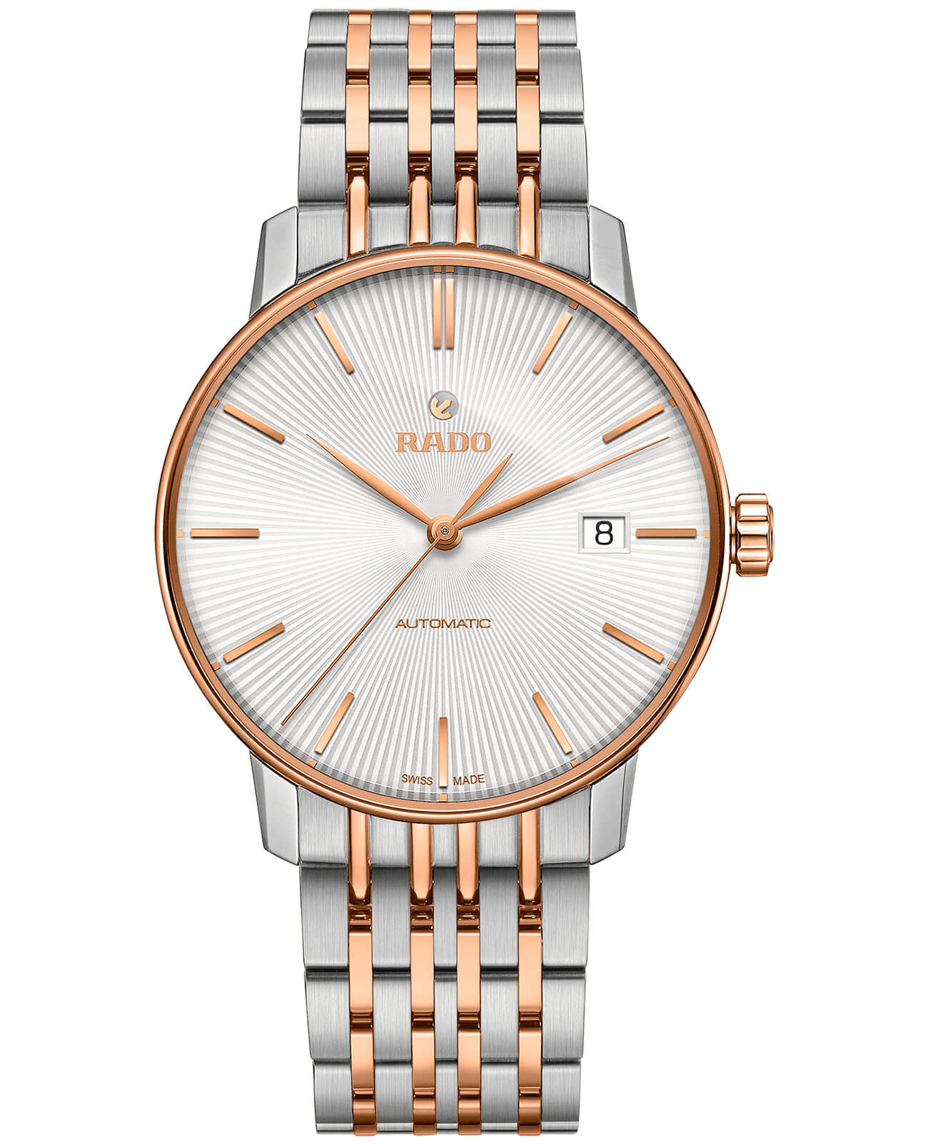 Rado Rado Coupole Classic Automatic R22860027  R22860027 механические мужские часы серебристый циферблат, браслет сталь c pvd покрытием — вид спереди