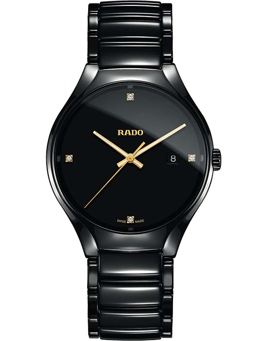 Rado Rado True Diamonds R27238712  R27238712 кварцевые мужские часы черный циферблат, браслет высокотехнологичная керамика — вид спереди